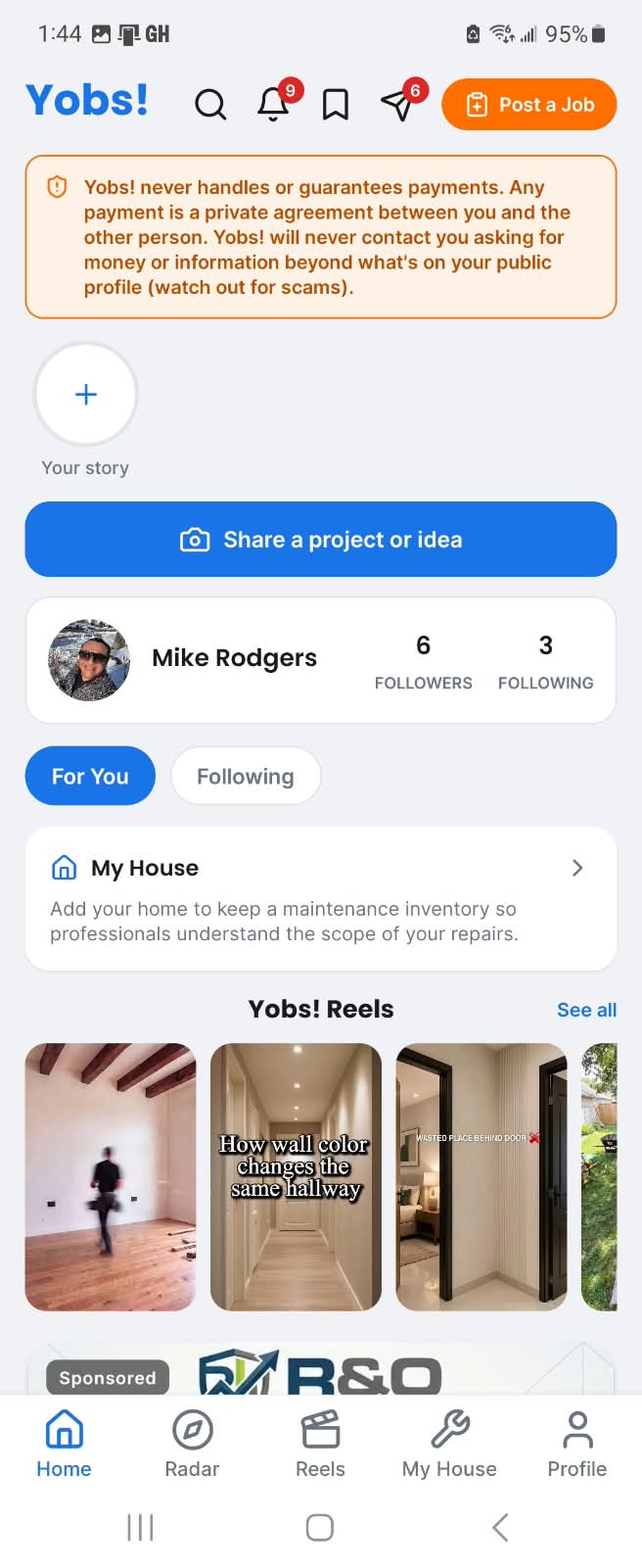 Yobs! App - Client Home
